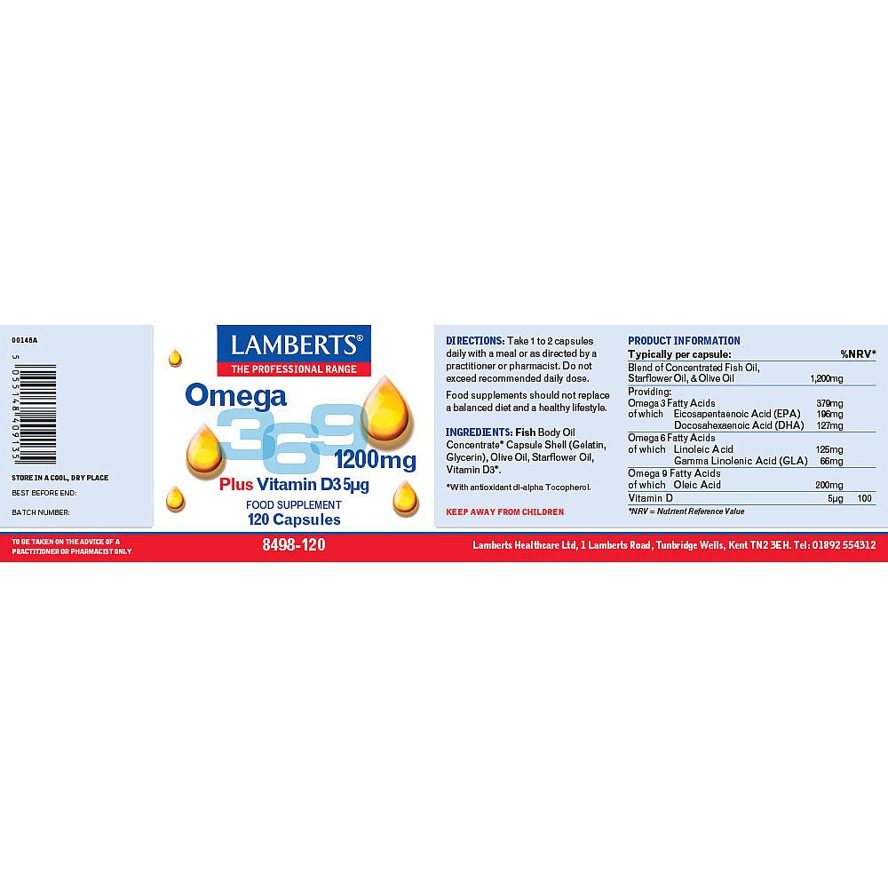 Lamberts Omega 3,6,9 1200mg 120 capsules